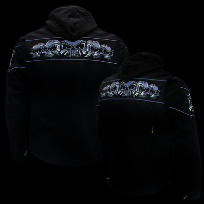 Xelement Men’s Vengeance Black Armored Textile Motorcycle Jacket w/Skull Embroidery XS1704