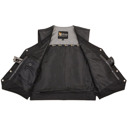 Xelement XS1927 Men's 'Road King' Black Motorcycle Leather Biker Vest