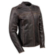 Milwaukee Leather LKL27006 Women's Premium Distress Brown Leather Motorcycle Biker Jacket w/ CE Armor Protection