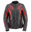 Milwaukee Leather LKL27003 Women's Premium Black and Red Leather Embroidered Jacket with CE Armor Protection