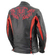 Milwaukee Leather LKL27003 Women's Premium Black and Red Leather Embroidered Jacket with CE Armor Protection