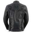 Milwaukee Leather LKL27004 Women's Premium Black Leather Embroidered Jacket with CE Armor Protection