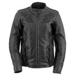 Milwaukee Leather LKL27004 Women's Premium Black Leather Embroidered Jacket with CE Armor Protection