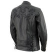 Milwaukee Leather LKL27004 Women's Premium Black Leather Embroidered Jacket with CE Armor Protection