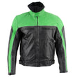 Leather King XS2126 Men's Green and Black ‘Moto’ Biker Jacket