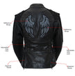 Milwaukee Leather LKL27005 Women's Scuba Style Black Leather Motorcycle Biker Jacket w/ Reflective Wings and Studs