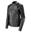Milwaukee Leather LKL27005 Women's Scuba Style Black Leather Motorcycle Biker Jacket w/ Reflective Wings and Studs