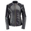 Milwaukee Leather LKL27005 Women's Scuba Style Black Leather Motorcycle Biker Jacket w/ Reflective Wings and Studs
