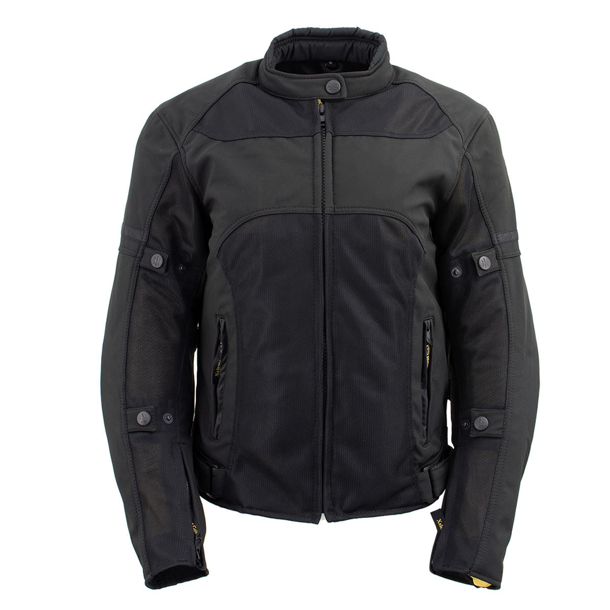 Xelement 'Gold Series' XS22005 Women's Black 'Cool Racer' Textile and Soft-Shell Scooter Biker Jacket with X-Armor