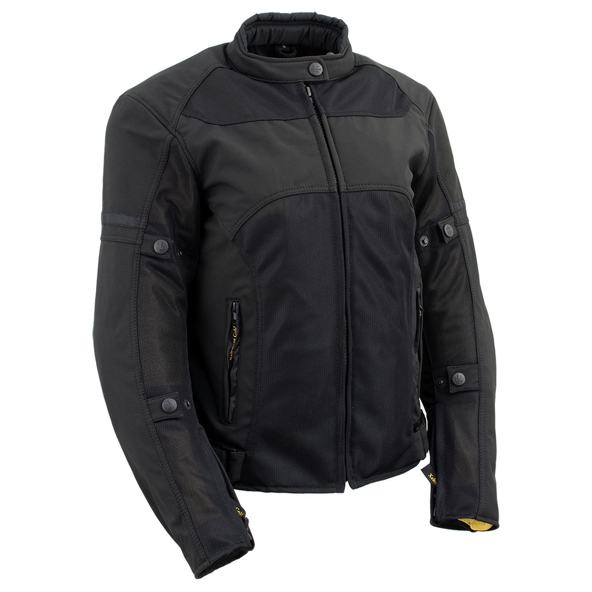 Xelement 'Gold Series' XS22005 Women's Black 'Cool Racer' Textile and Soft-Shell Scooter Biker Jacket with X-Armor