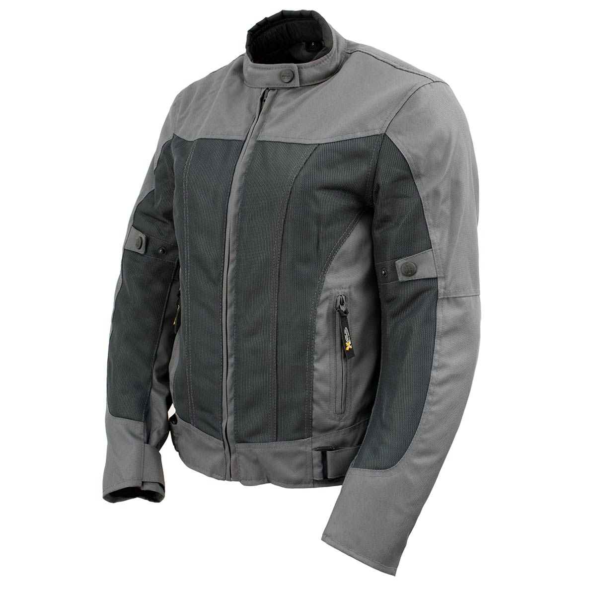 Xelement XS22012 Women's 'Shade' Grey Textile and Mesh Scooter Motorcycle Biker Jacket with X-Armor