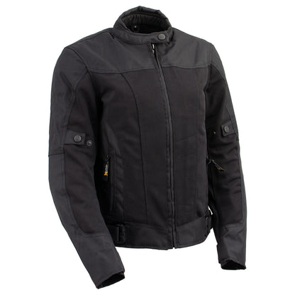 Xelement XS22012 Women's 'Shade' Black Textile and Mesh Scooter Motorcycle Biker Jacket with X-Armor