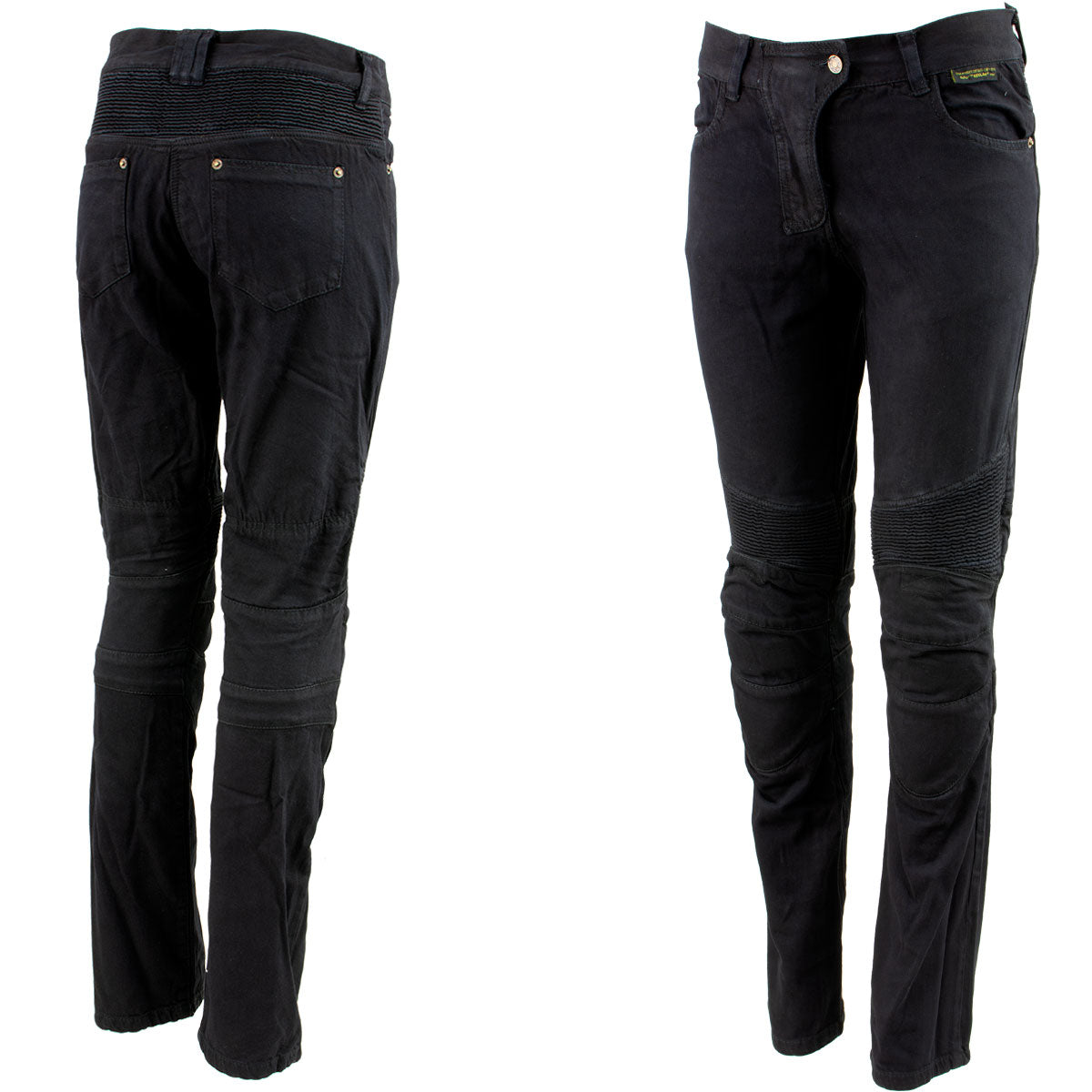 Ladies XS2823 Black Denim Motorcycle Pants with CE Approved Armor