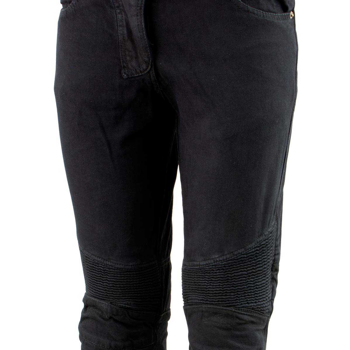 Ladies XS2823 Black Denim Motorcycle Pants with CE Approved Armor