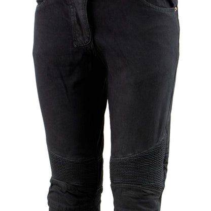 Ladies XS2823 Black Denim Motorcycle Pants with CE Approved Armor