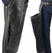 Men’s XS303 Black Jean Style Vented Leather Chaps with Reflective Material