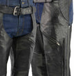Men’s XS303 Black Jean Style Vented Leather Chaps with Reflective Material