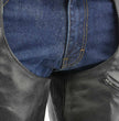 Men’s XS303 Black Jean Style Vented Leather Chaps with Reflective Material