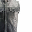 Milwaukee Leather LKM3781 Men's Black Premium Leather Motorcycle Biker Rider Vest w/ White Stitching and Paisley Liner