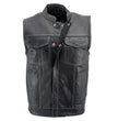 Milwaukee Leather LKM3781 Men's Black Premium Leather Motorcycle Biker Rider Vest w/ White Stitching and Paisley Liner