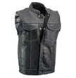 Milwaukee Leather LKM3781 Men's Black Premium Leather Motorcycle Biker Rider Vest w/ White Stitching and Paisley Liner