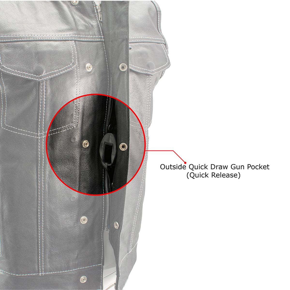 Milwaukee Leather LKM3781 Men's Black Premium Leather Motorcycle Biker Rider Vest w/ White Stitching and Paisley Liner