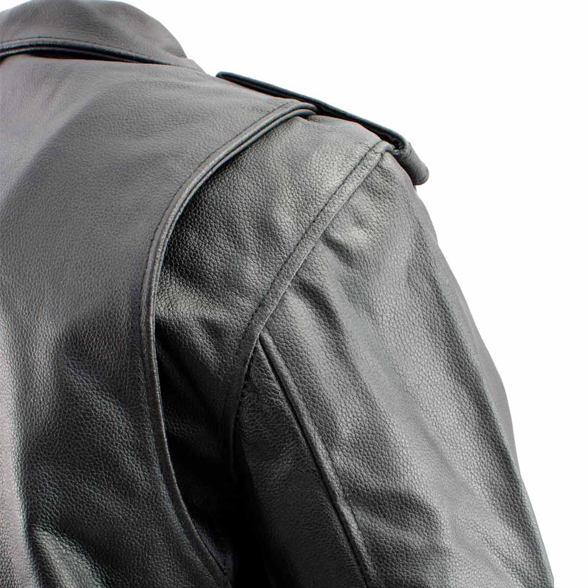 Men's XS400T Tall Size Black Classic Side Lace Police Style Motorcycle Jacket