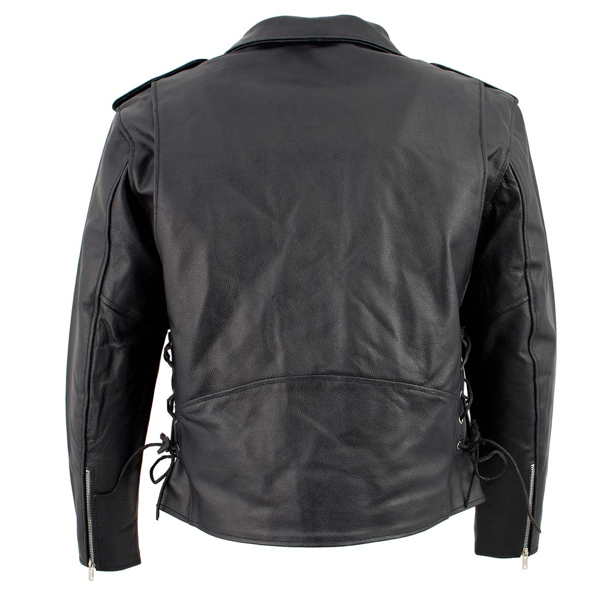 Men's XS400T Tall Size Black Classic Side Lace Police Style Motorcycle Jacket