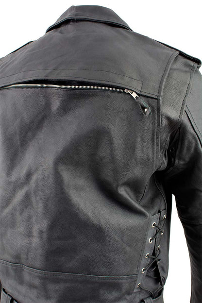 Men's XS403 Black Classic Vented Biker Jacket with Side Laces