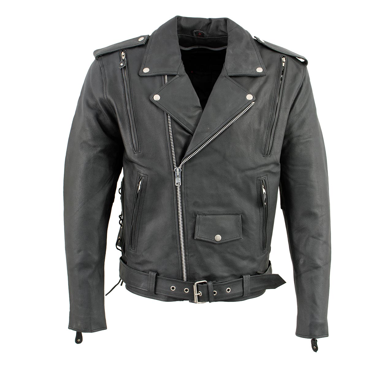 Men's XS403 Black Classic Vented Biker Jacket with Side Laces