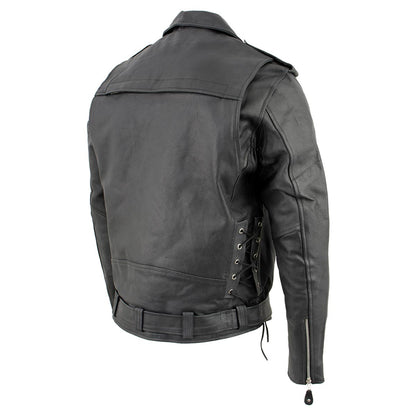 Men's XS403 Black Classic Vented Biker Jacket with Side Laces