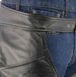 Men's XS432 Classic Black Thermal Lined Leather Motorcycle Chaps with Jean Style Pockets