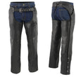 Men's XS43401 Black Thermal Lined 3 Pocket Leather Motorcycle Chaps