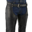 Men's XS43401 Black Thermal Lined 3 Pocket Leather Motorcycle Chaps