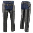Men's XS43404 3-Pocket Black Thermal Lined Leather Motorcycle Chaps