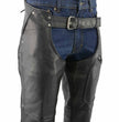 Men's XS43404 3-Pocket Black Thermal Lined Leather Motorcycle Chaps