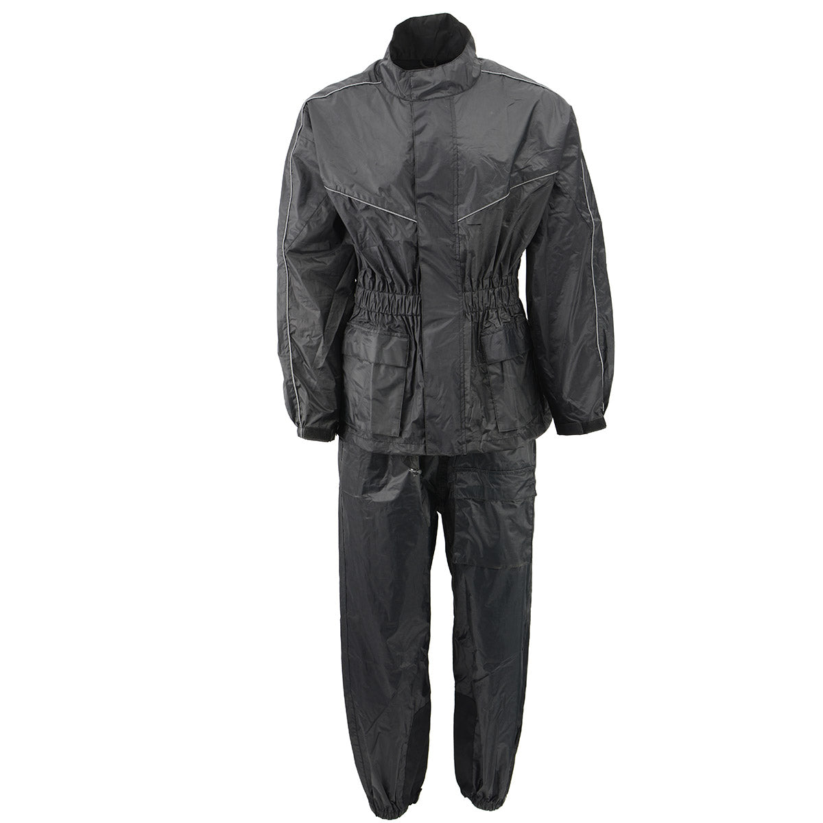 NexGen Ladies XS5001 Black Water Proof Rain Suit with Reflective Piping