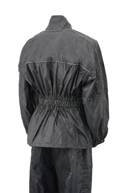 NexGen Ladies XS5001 Black Water Proof Rain Suit with Reflective Piping