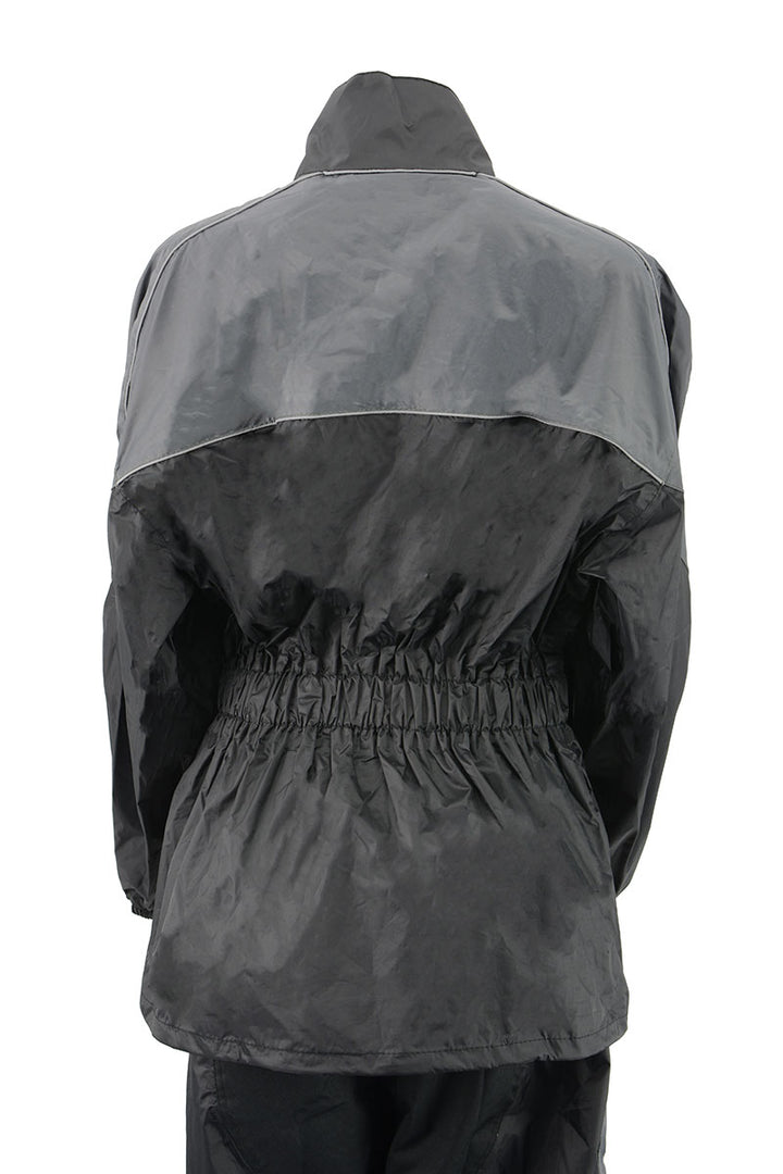 NexGen Ladies XS5001 Black and Grey Water Proof Rain Suit with Reflective Piping