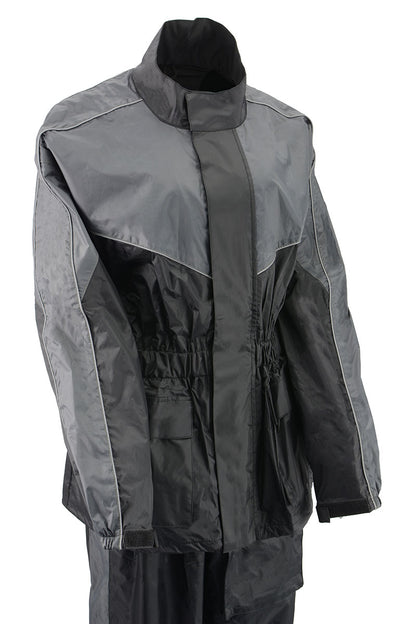 NexGen Ladies XS5001 Black and Grey Water Proof Rain Suit with Reflective Piping