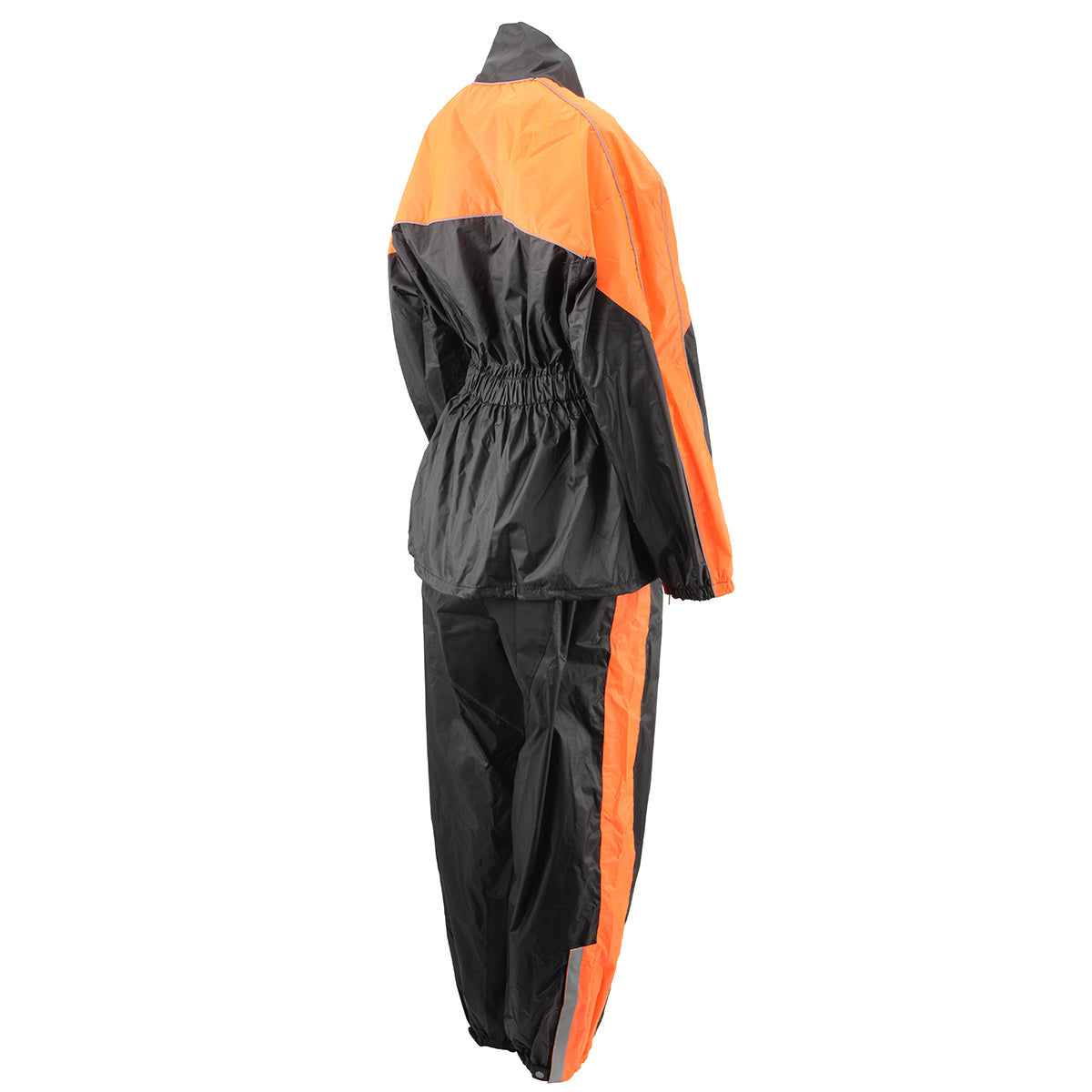 NexGen Ladies XS5001 Black and Orange Water Proof Rain Suit with Reflective Piping