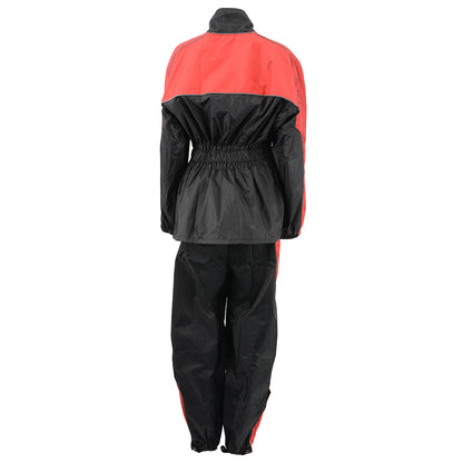 NexGen Ladies XS5001 Black and Red Water Proof Rain Suit with Reflective Piping