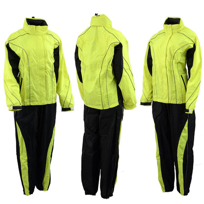 NexGen Men’s XS5021 Neon Green Hi-Viz Hooded Water Proof Rain Suit