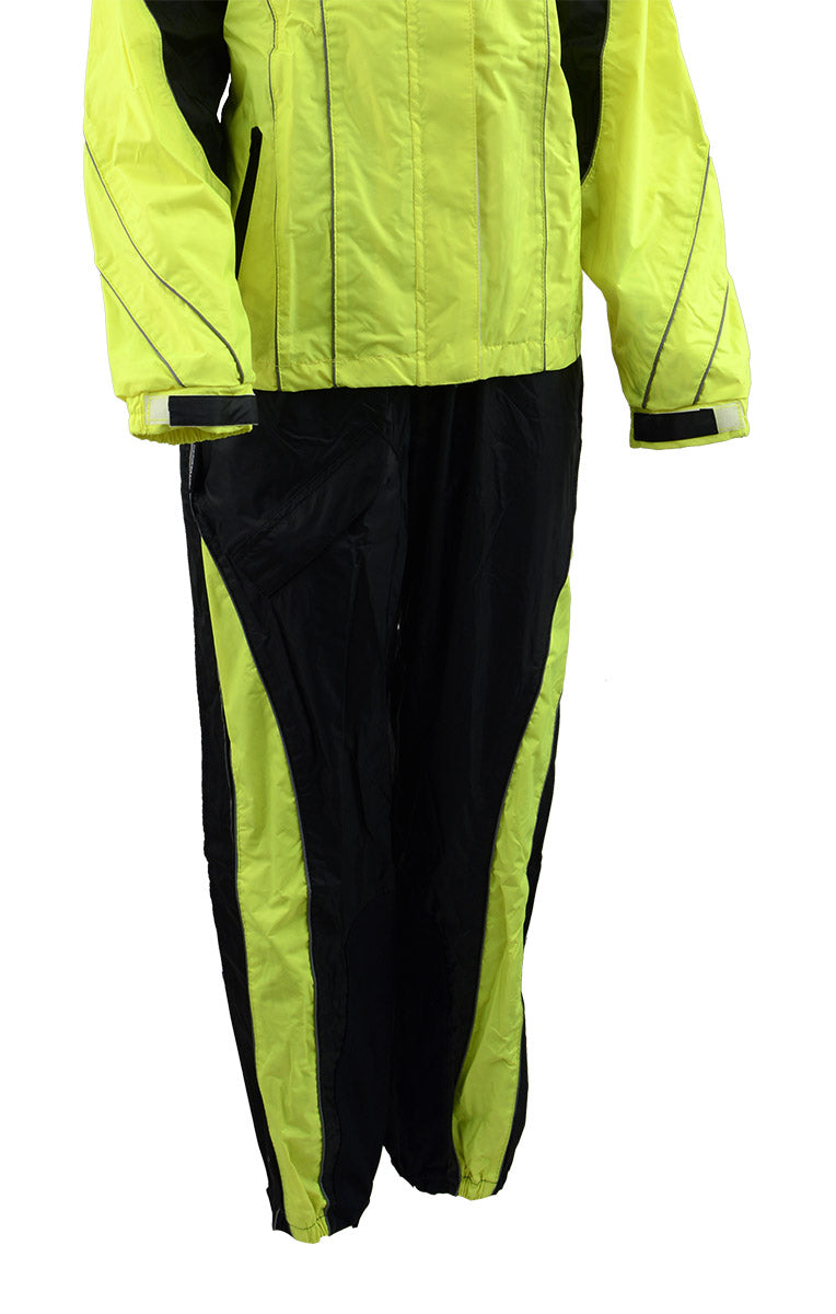 NexGen Men’s XS5021 Neon Green Hi-Viz Hooded Water Proof Rain Suit