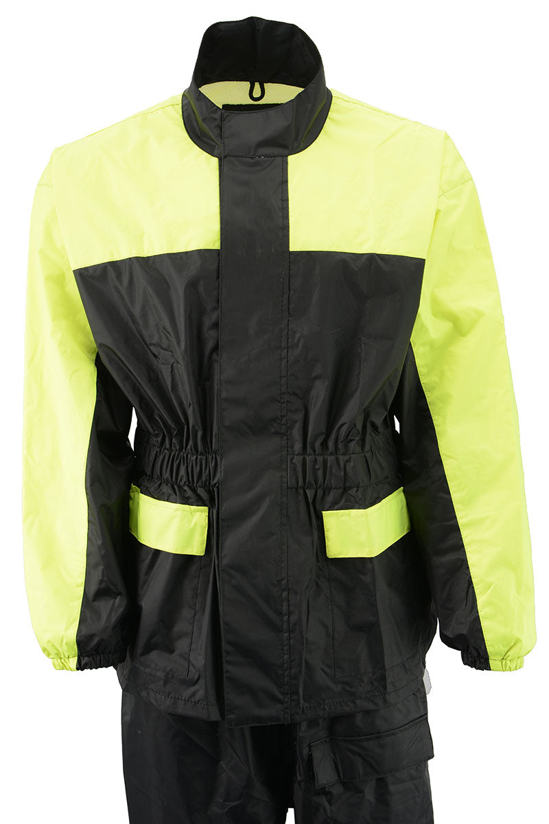 NexGen Ladies XS5031 Yellow and Black Hi-Viz Water Proof Rain Suit with Cinch Sides