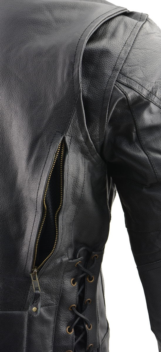 Event Leather XS5410 Men’s Vented Scooter Jacket with Antique Brass Hardware