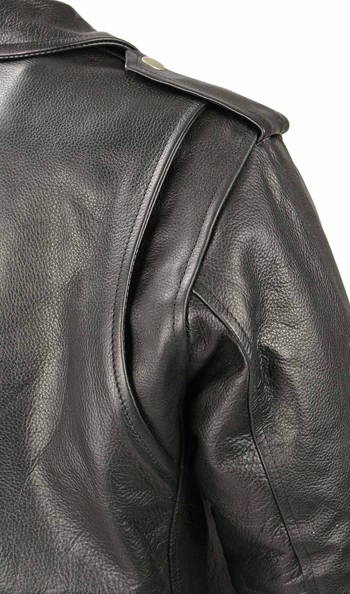 Ladies XS603 Classic Black Motorcycle Leather Jacket