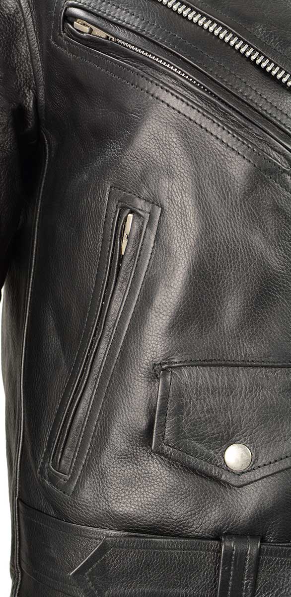 Ladies XS603 Classic Black Motorcycle Leather Jacket