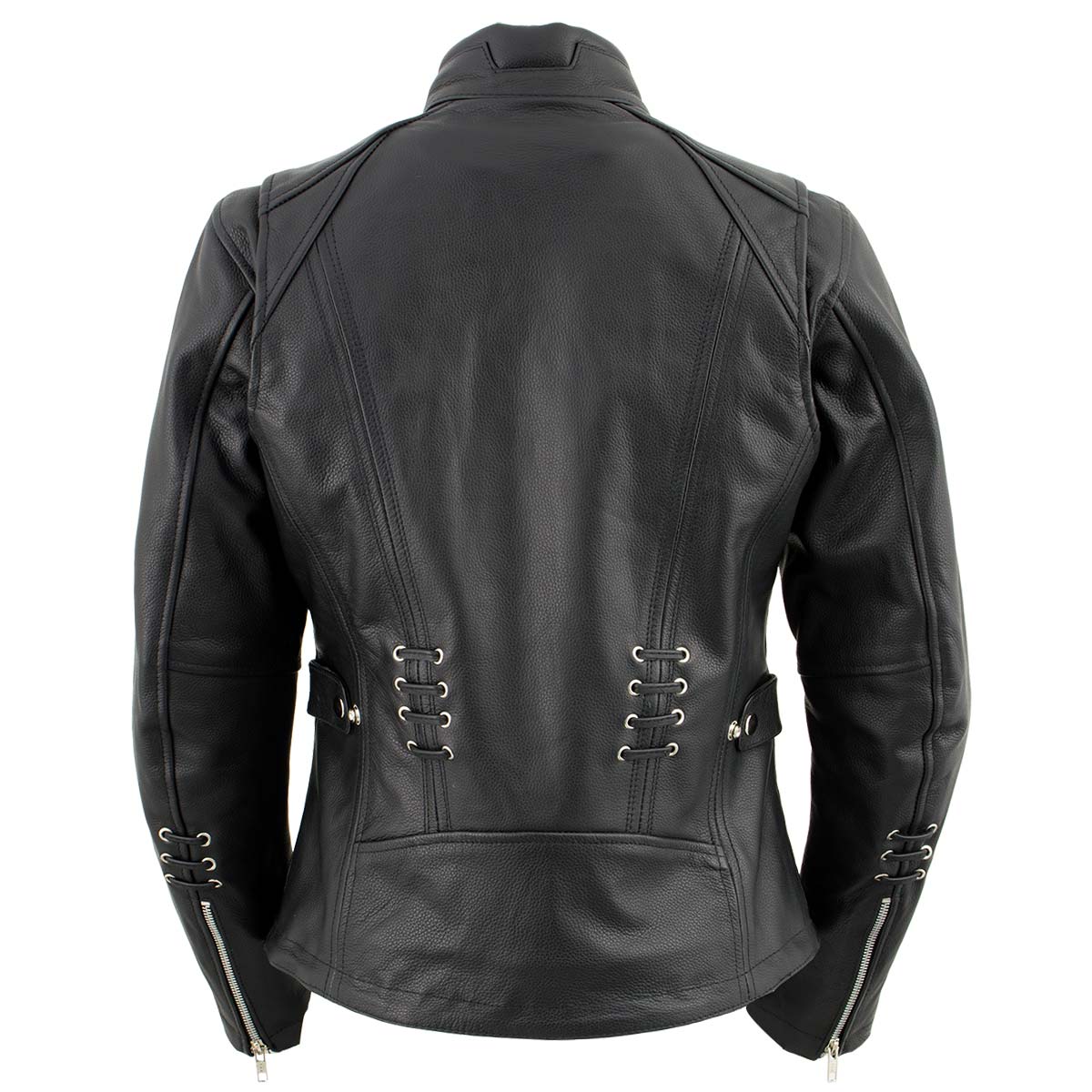 Milwaukee Leather LKL27007 Women's Premium Black Motorcycle Riders Leather Jacket w/ Zip-Out Liner