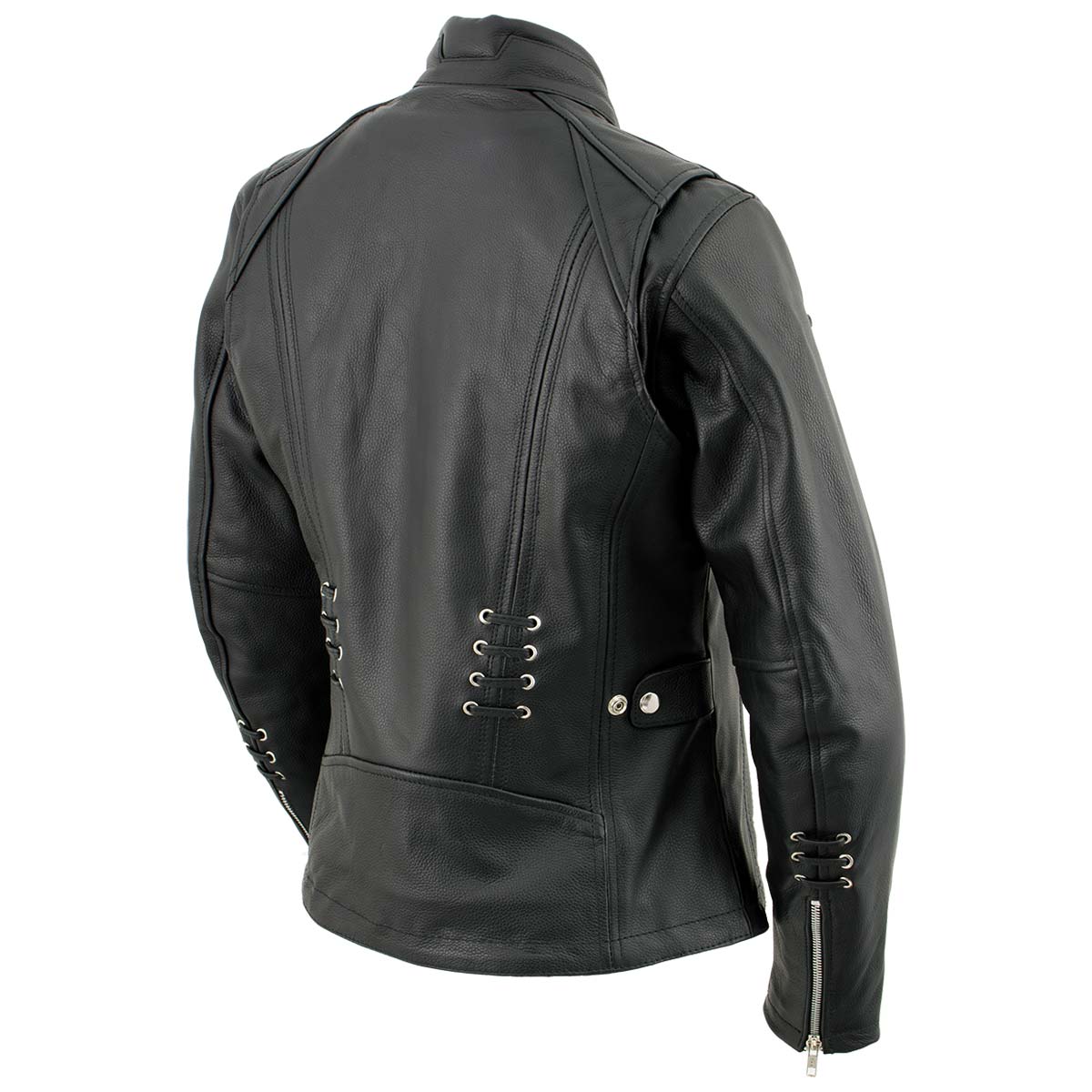 Milwaukee Leather LKL27007 Women's Premium Black Motorcycle Riders Leather Jacket w/ Zip-Out Liner